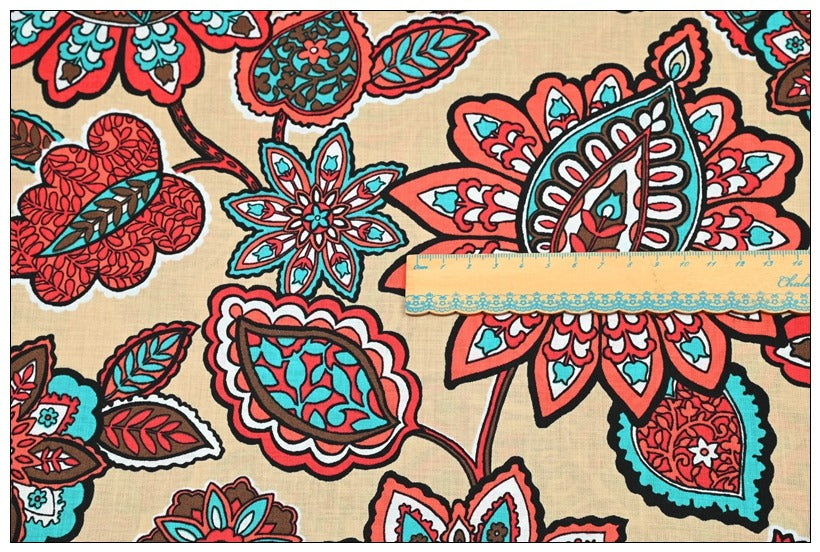 Desert Floral Classic Vera! 1 Meter Medium Thickness Cotton Fabric, Fabric by Yard, Yardage Cotton Fabrics for Style Garments, Bags