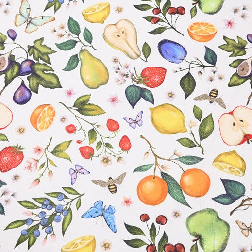 Fruit bee and Butterflies! 1 YardMedium Weight Plain Cotton Fabric, Fabric by Yard, Yardage Cotton Fabrics for Style Garments, Bags