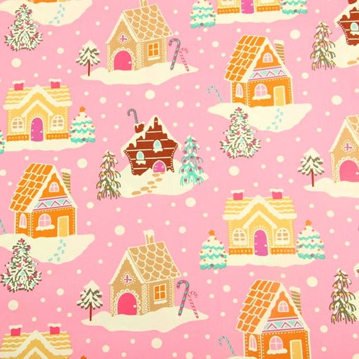 Pink Christmas Snow! 1 Meter Medium Thickness Fine Cotton Fabric, Fabric by Yard, Yardage Cotton Fabrics for Style Garments, Bags