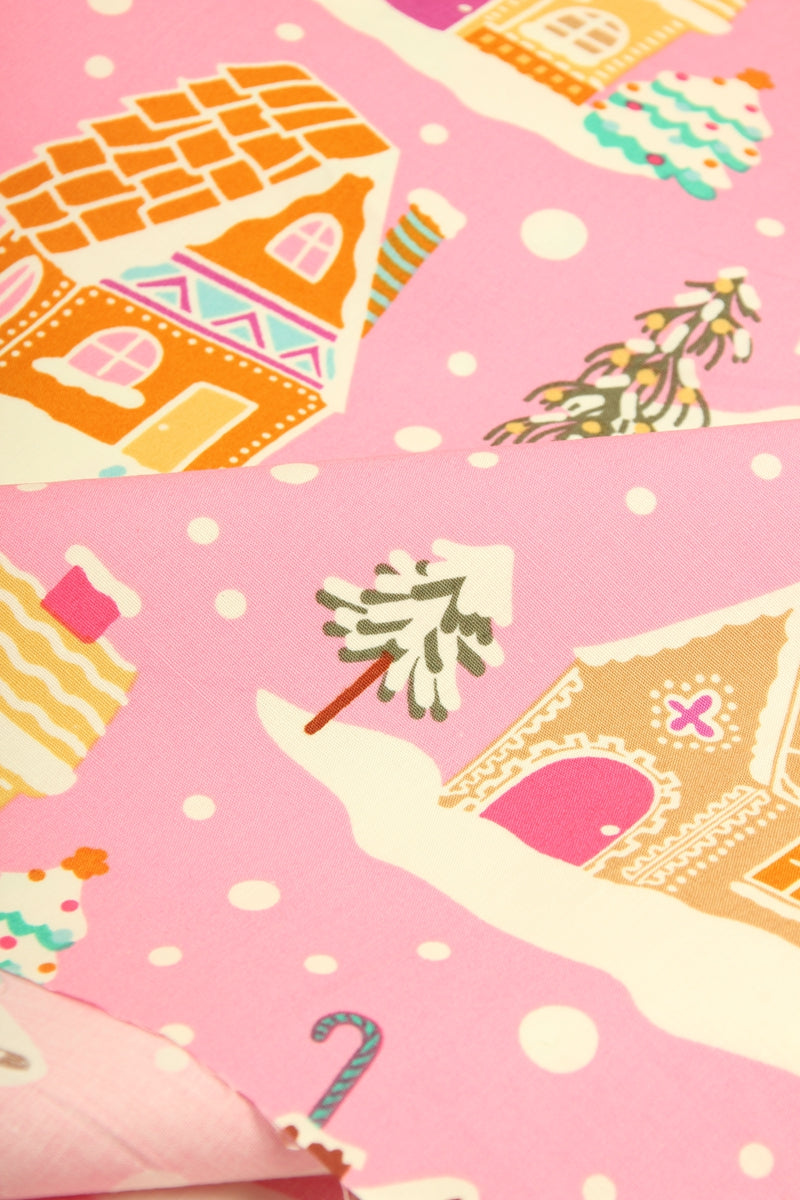 Pink Christmas Snow! 1 Meter Medium Thickness Fine Cotton Fabric, Fabric by Yard, Yardage Cotton Fabrics for Style Garments, Bags