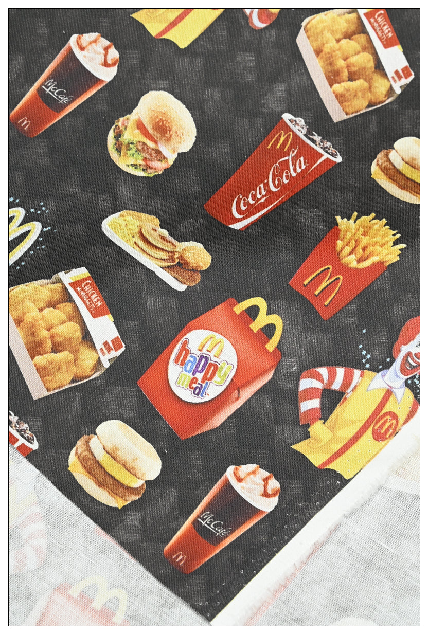 Ronald McDonald McDonald's Themed Black ! 1 Yard Medium Thickness Cotton Fabric, Fabric by Yard, Yardage Cotton Fabrics for Style Clothes, Bags