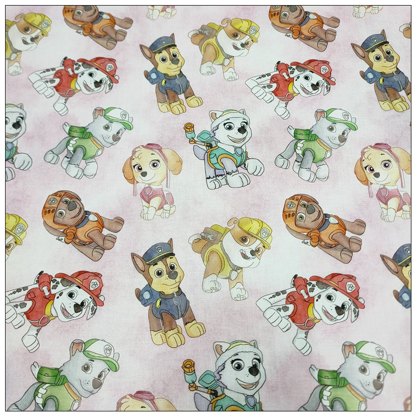 Paw Patrol the Dogs pink! 1 Yard Medium Thickness Cotton Fabric by Yard, Yardage Cotton Fabrics for Style Clothes,