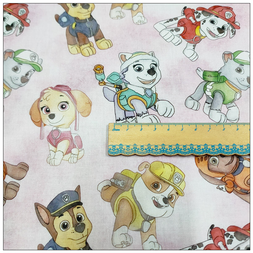 Paw Patrol the Dogs pink! 1 Yard Medium Thickness Cotton Fabric by Yard, Yardage Cotton Fabrics for Style Clothes,