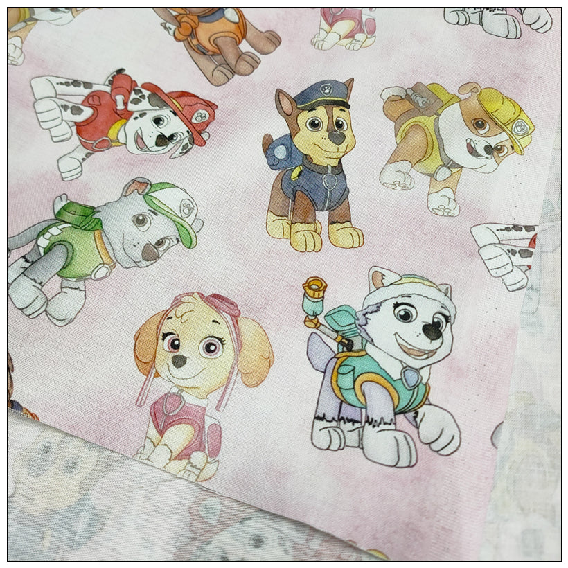 Paw Patrol the Dogs pink! 1 Yard Medium Thickness Cotton Fabric by Yard, Yardage Cotton Fabrics for Style Clothes,