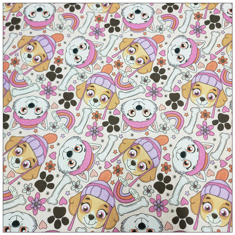 Paw Patrol the Dogs pink! 1 Yard Medium Thickness Cotton Fabric by Yard, Yardage Cotton Fabrics for Style Clothes,