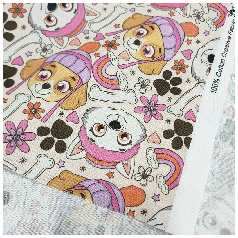 Paw Patrol the Dogs pink! 1 Yard Medium Thickness Cotton Fabric by Yard, Yardage Cotton Fabrics for Style Clothes,