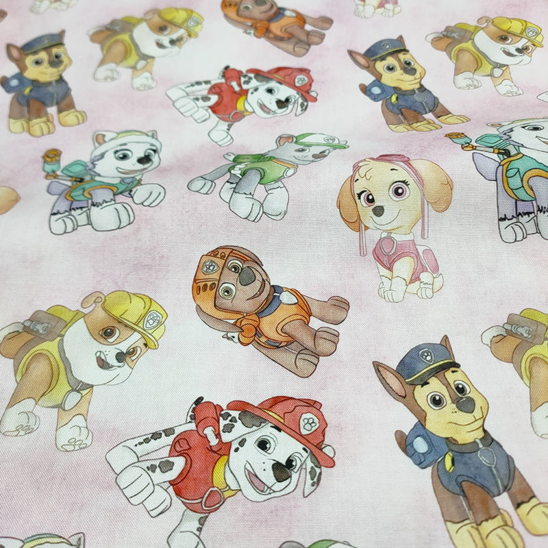 Paw Patrol the Dogs pink! 1 Yard Medium Thickness Cotton Fabric by Yard, Yardage Cotton Fabrics for Style Clothes,