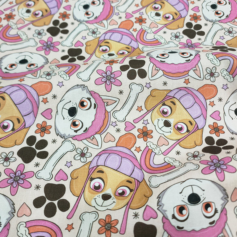 Paw Patrol the Dogs pink! 1 Yard Medium Thickness Cotton Fabric by Yard, Yardage Cotton Fabrics for Style Clothes,
