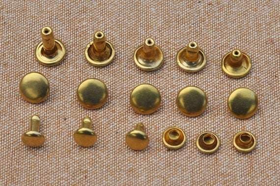 60 sets of High Quality Pure Brass Rivets, 6mm, 8mm Rivets, Brass Surface, For Leather Bags, Notebook,Belt.