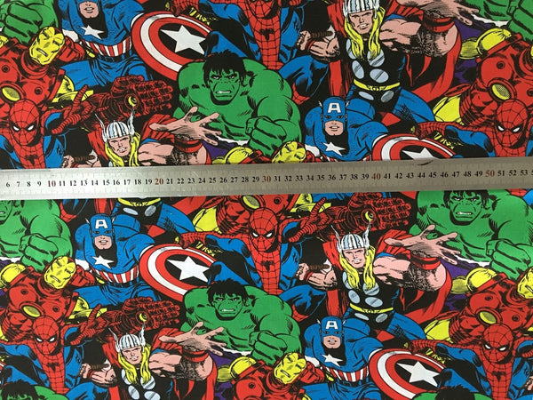 the Avengers Marvel Comics Super Hero Collection! 1 Meter Medium Thickness Plain Cotton Fabrics for Style Garments, Bag black Panthers
