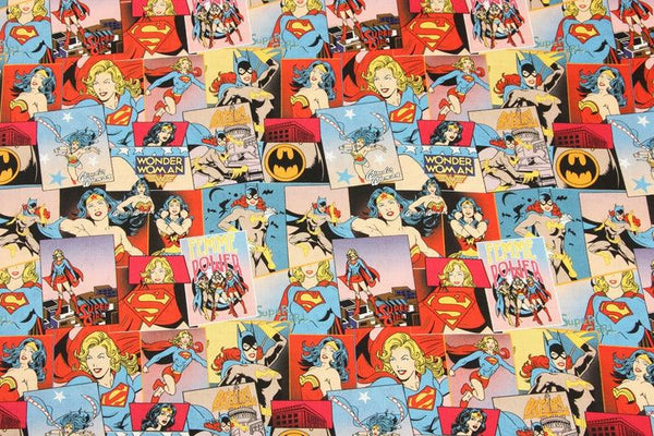 Superwoman and Superman Super Hero Collection ! 1 Meter Medium Thickness Plain Cotton Fabrics for Style Garments, Bag