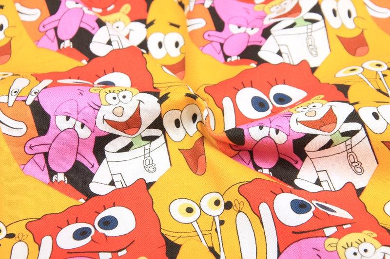 SpongeBob SquarePants Orange! 1 Meter Plain cotton fabric, Printed fabric, clothing fabric, pure cotton, cartoon animation, Bob 2103 - fabrics-top