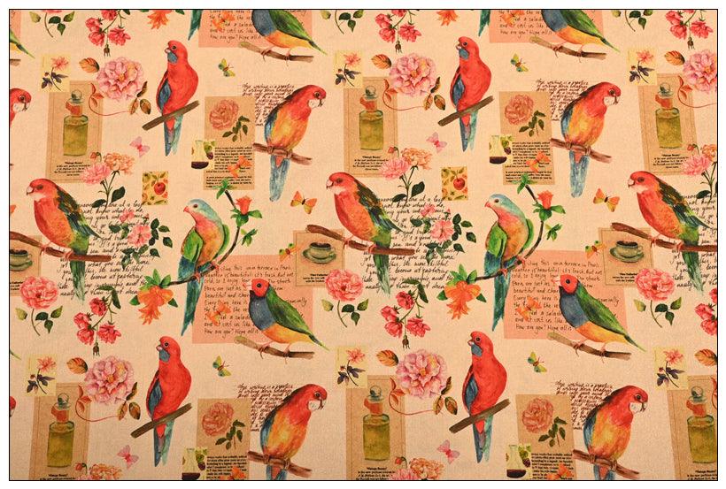 Parrots Birds! 1 Meter Medium Weight Plain Cotton Fabric, Fabric by Yard, Yardage Cotton Fabrics for Style Garments, Bags - fabrics-top