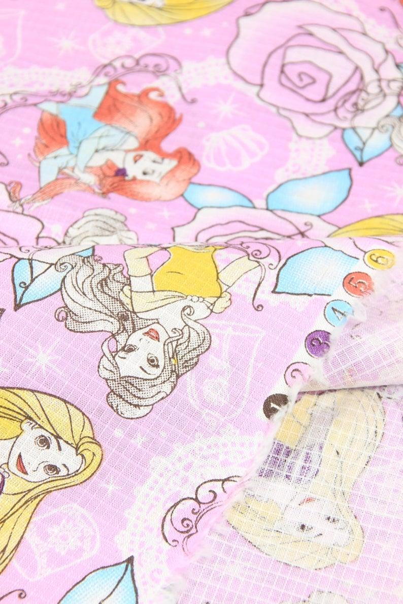 Princesses the little Mermaid! 1 Meter Medium Thickness Slub Cotton Fabric, Fabric by Yard, Yardage Cotton Fabrics for Style Clothes, Bags - fabrics-top