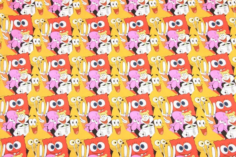 SpongeBob SquarePants Orange! 1 Meter Plain cotton fabric, Printed fabric, clothing fabric, pure cotton, cartoon animation, Bob 2103