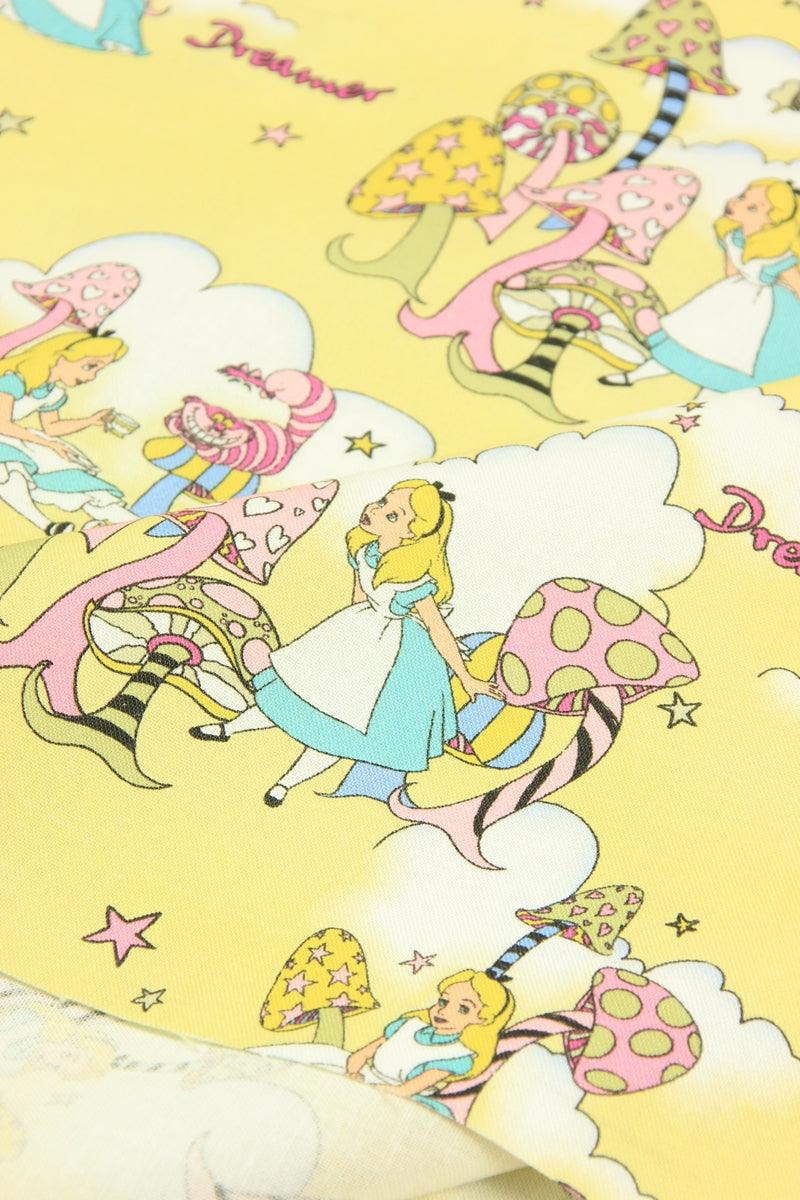 Alice's Adventures in Wonderland yellow! 1 Meter stiff Printed Cotton Fabric, Fabric by Yard, Yardage Cotton Bag Fabrics Water Alice blue Poker - fabrics-top