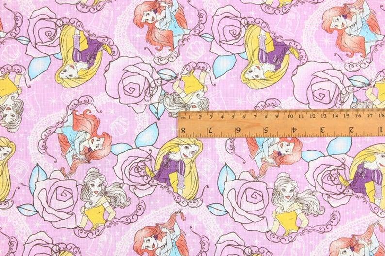Princesses the little Mermaid! 1 Meter Medium Thickness Slub Cotton Fabric, Fabric by Yard, Yardage Cotton Fabrics for Style Clothes, Bags - fabrics-top
