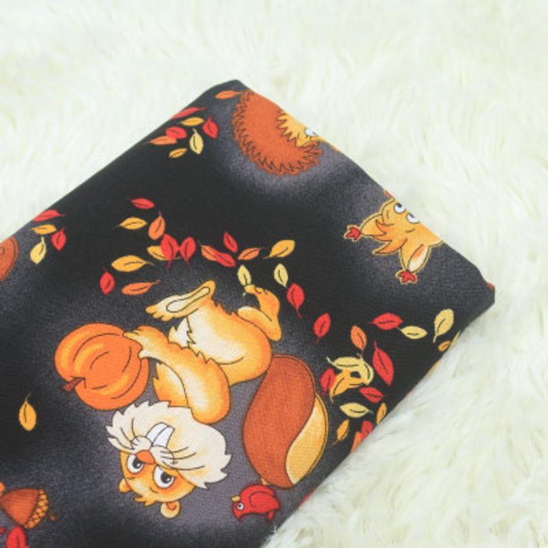 Autumn Animals! 1 Meter Medium Thickness Cotton Fabric, Fabric by Yard, Yardage Cotton Fabrics for Style Clothes, Bags Hedgehog squirrels - fabrics-top
