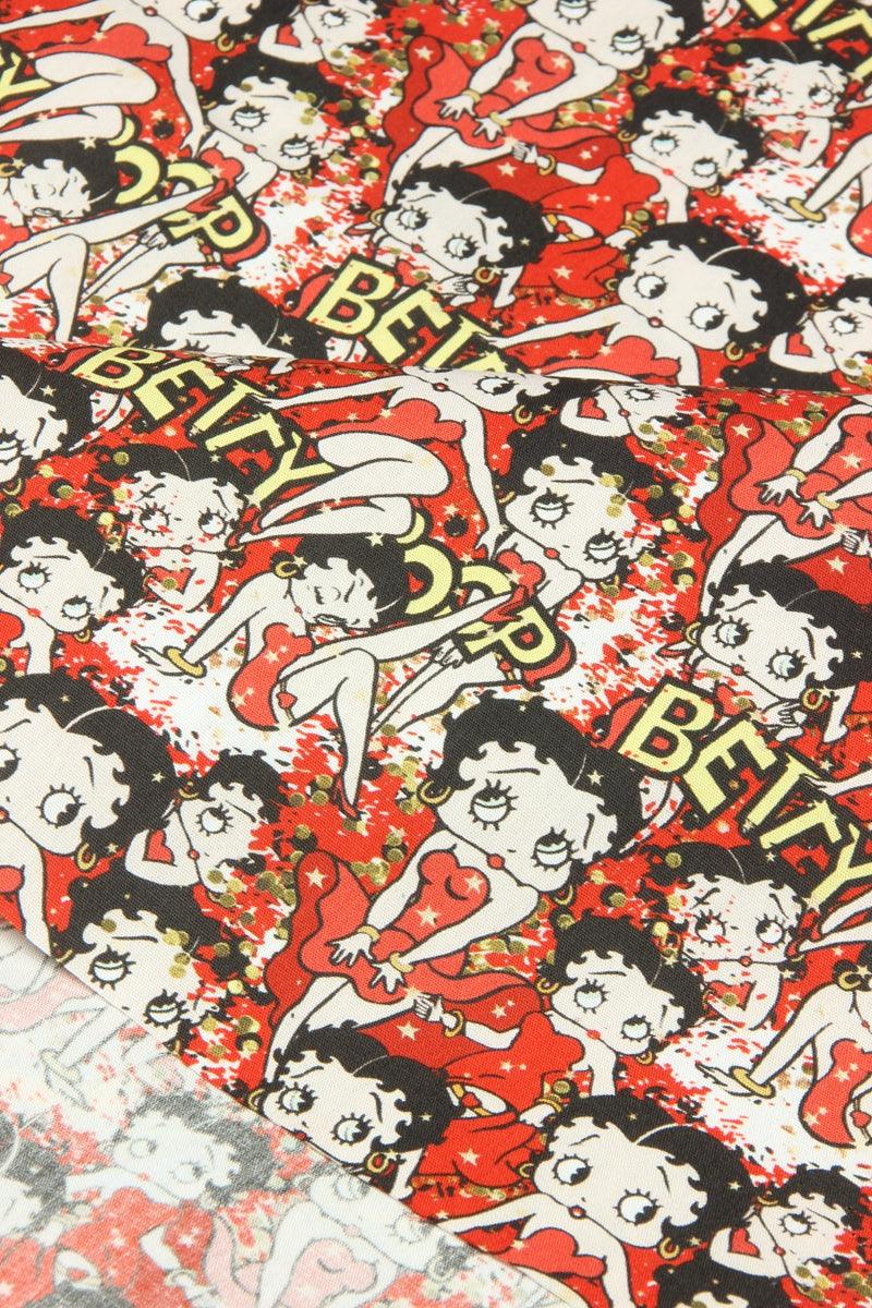 Betty Boop Red ! Betty Boop, 1 Meter Medium Thickness Cotton Fabric, Fabric by Yard, Yardage Cotton Fabrics for Style Clothes Bags 2108 - fabrics-top