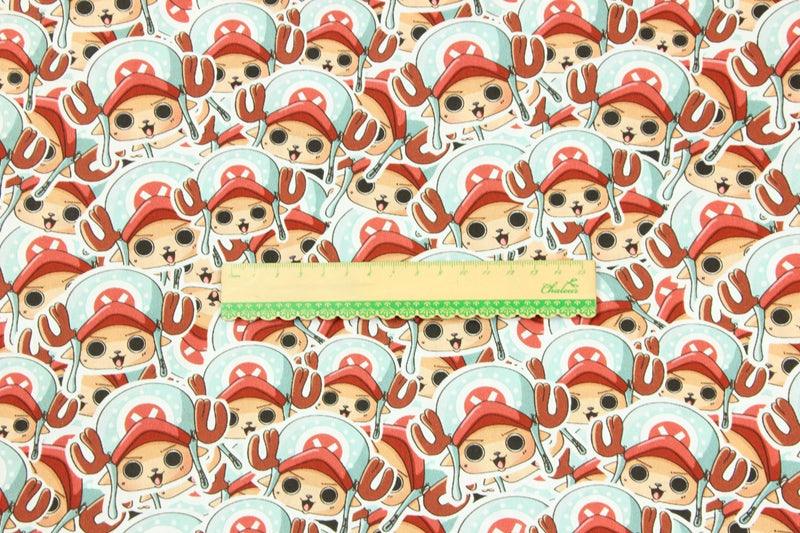 One Piece Tony Tony Chopper the Japanese Cartoon red 1 Meter Printed Cotton Fabric, Fabric by Yard, Yardage Fabrics, Children Kids - fabrics-top