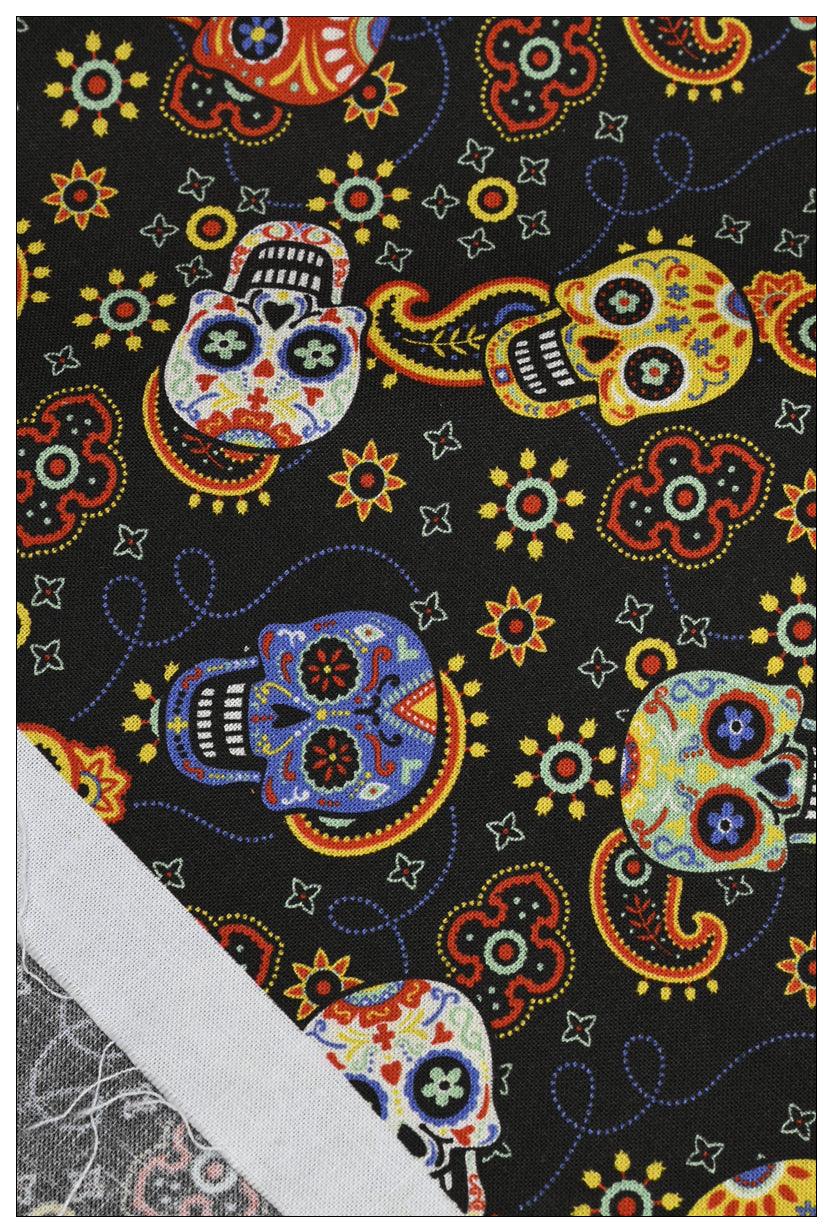 Skulls and Paisley! 1 yard Medium Thickness Cotton Fabric, Fabric by Yard, Yardage Cotton Fabrics for Style Garments, Bags - fabrics-top