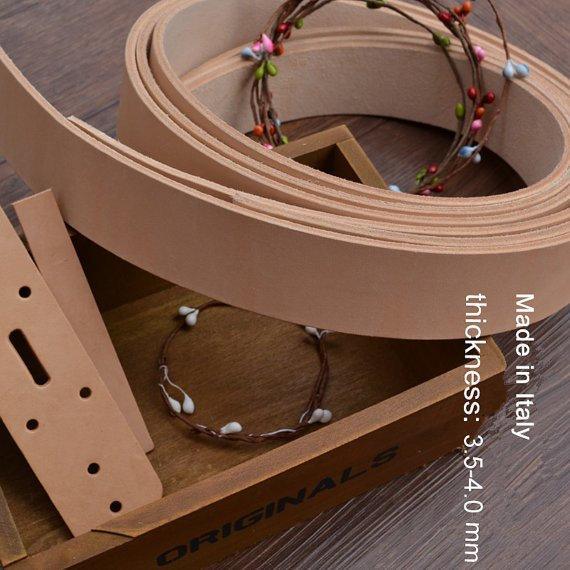 1 Pcs Top Layer Genuine Flat Leather Strap, Raw Cut, Single-sided, Veg-tanned, Width 34/38/29/24/18 mm, Thickness 3.5mm, Made in Itay.