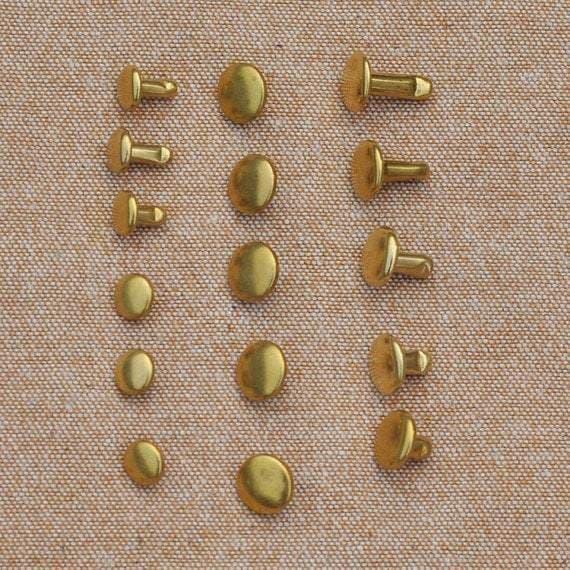 60 sets of High Quality Pure Brass Rivets, 6mm, 8mm Rivets, Brass Surface, For Leather Bags, Notebook,Belt. - fabrics-top