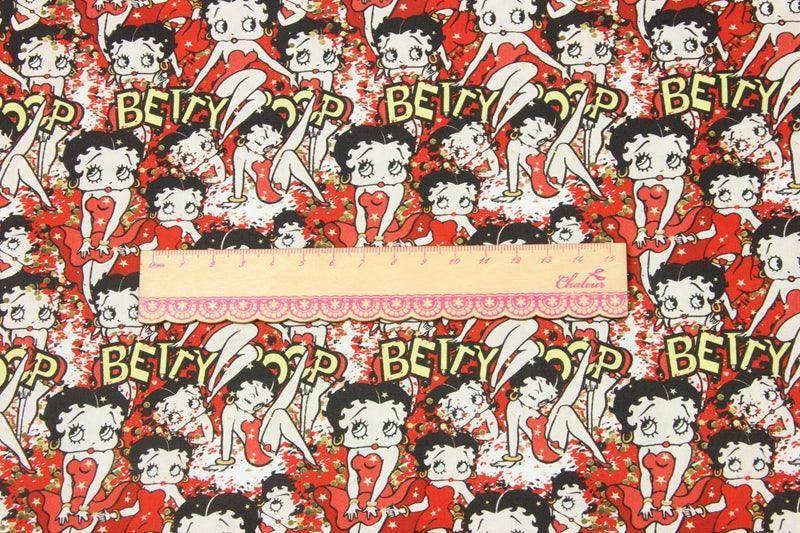 Betty Boop Red ! Betty Boop, 1 Meter Medium Thickness Cotton Fabric, Fabric by Yard, Yardage Cotton Fabrics for Style Clothes Bags 2108 - fabrics-top