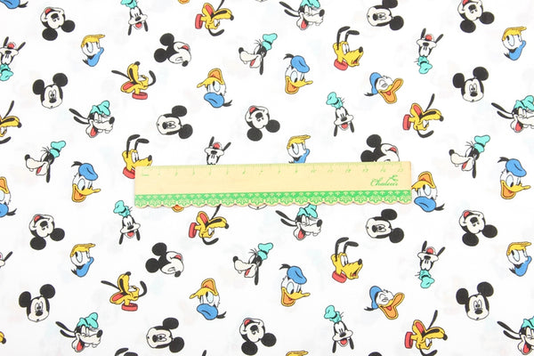 Mickey and Friends Character Heads! 1 Meter Medium Thickness  Cotton Fabric, Fabric by Yard, Yardage Cotton Fabrics for  Style Garments, Bags
