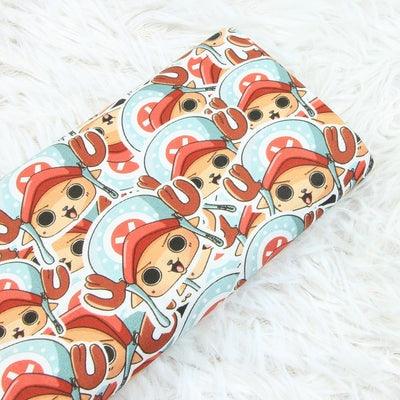 One Piece Tony Tony Chopper the Japanese Cartoon red 1 Meter Printed Cotton Fabric, Fabric by Yard, Yardage Fabrics, Children Kids - fabrics-top