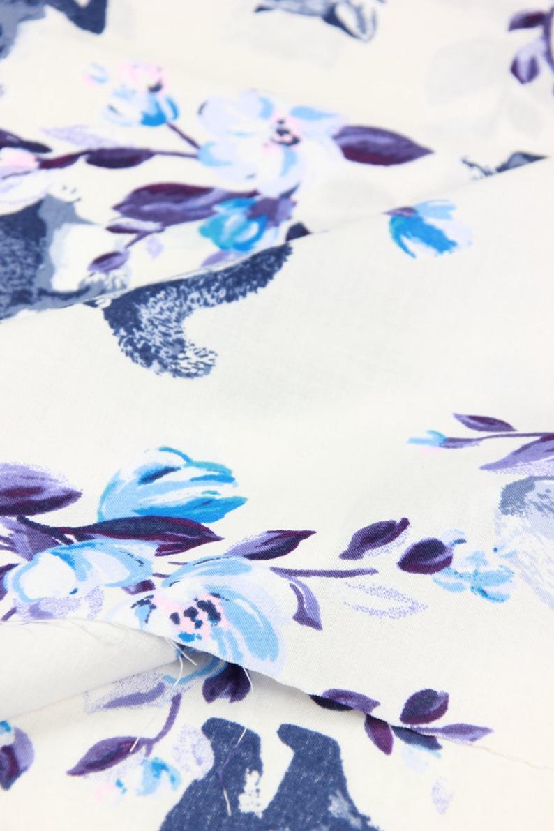 Forest Animals blue! 1 Meter Light-Weight Thickness Plain Cotton Fabric, Fabric by Yard, Yardage Cotton Fabrics for Style Garments, Bags - fabrics-top