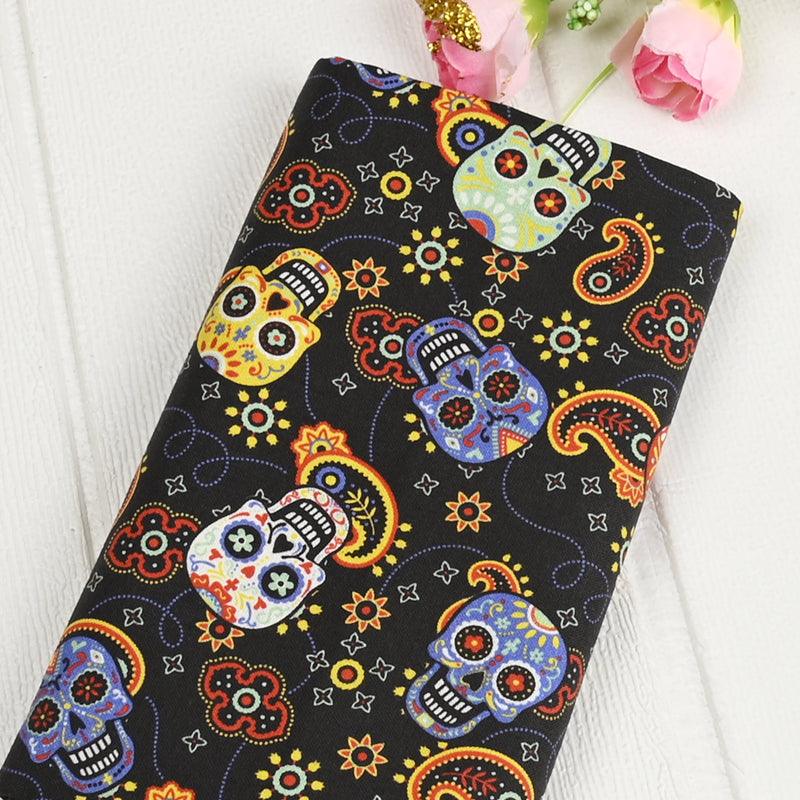 Skulls and Paisley! 1 yard Medium Thickness Cotton Fabric, Fabric by Yard, Yardage Cotton Fabrics for Style Garments, Bags - fabrics-top