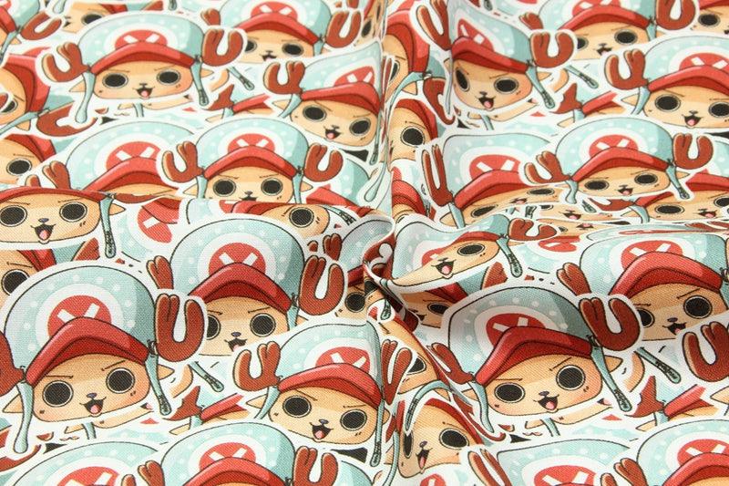 One Piece Tony Tony Chopper the Japanese Cartoon red 1 Meter Printed Cotton Fabric, Fabric by Yard, Yardage Fabrics, Children Kids - fabrics-top