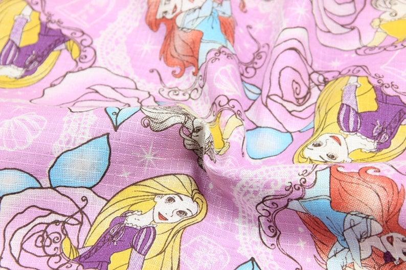 Princesses the little Mermaid! 1 Meter Medium Thickness Slub Cotton Fabric, Fabric by Yard, Yardage Cotton Fabrics for Style Clothes, Bags - fabrics-top