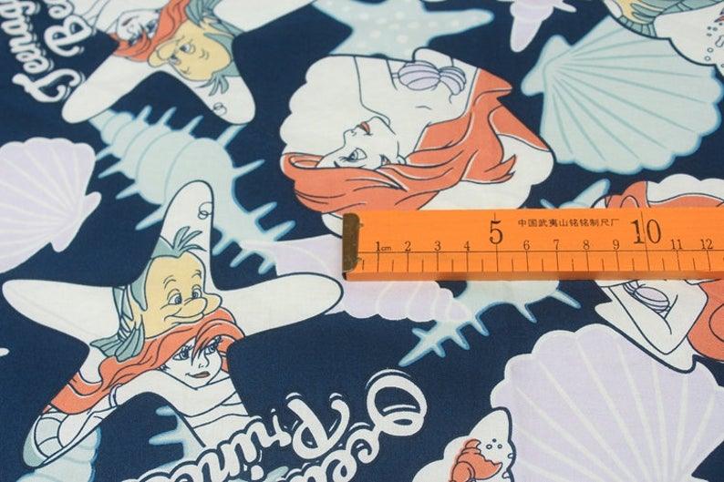 Princesses the little Mermaid! 1 Meter Medium Thickness Slub Cotton Fabric, Fabric by Yard, Yardage Cotton Fabrics for Style Clothes, Bags - fabrics-top