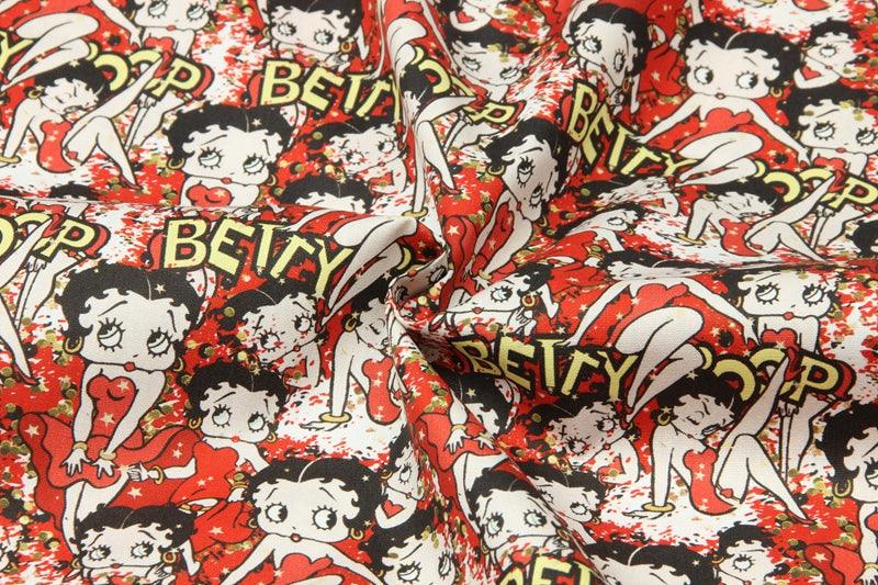 Betty Boop Red ! Betty Boop, 1 Meter Medium Thickness Cotton Fabric, Fabric by Yard, Yardage Cotton Fabrics for Style Clothes Bags 2108 - fabrics-top