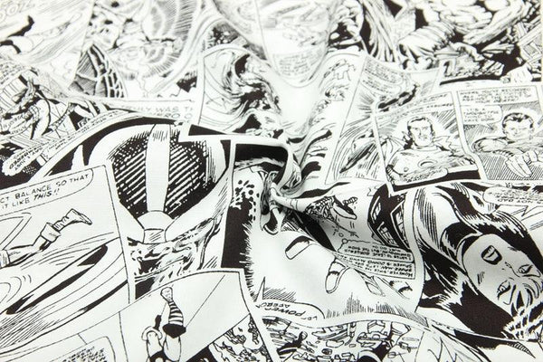 Retro Marvel Comics in Black&White! 1 Meter Printed Cotton Fabric, Fabric by Yard, Yardage Fabrics, Children  Kids - fabrics-top