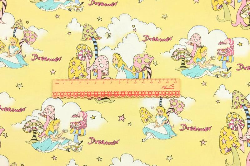 Alice's Adventures in Wonderland yellow! 1 Meter stiff Printed Cotton Fabric, Fabric by Yard, Yardage Cotton Bag Fabrics Water Alice blue Poker - fabrics-top