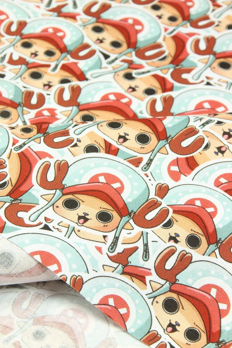 One Piece Tony Tony Chopper the Japanese Cartoon red 1 Meter Printed Cotton Fabric, Fabric by Yard, Yardage Fabrics, Children Kids - fabrics-top