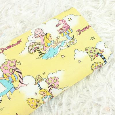 Alice's Adventures in Wonderland yellow! 1 Meter stiff Printed Cotton Fabric, Fabric by Yard, Yardage Cotton Bag Fabrics Water Alice blue Poker - fabrics-top