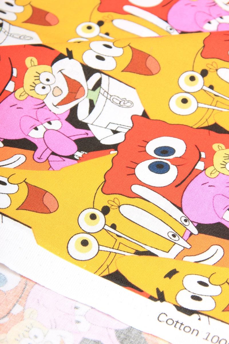 SpongeBob SquarePants Orange! 1 Meter Plain cotton fabric, Printed fabric, clothing fabric, pure cotton, cartoon animation, Bob 2103 - fabrics-top
