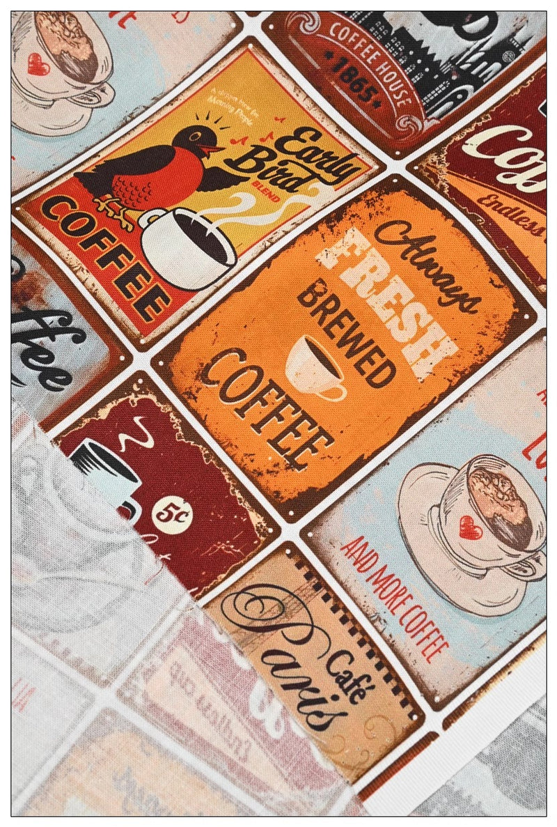 Cafe and Fast Food Themed 5 Prints ! 1 Yard Medium Thickness Cotton Fabric, Fabric by Yard, Yardage Cotton Fabrics for Style Clothes, Bags