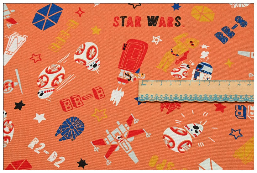 Star Wars Orange! 1 Yard Heavy Weight Twill Cotton Fabric, Fabric by Yard, Yardage Cotton Fabrics for  Style Garments, Bags