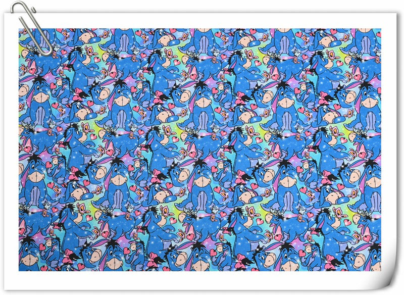 Eeyore the donkey blue ! 1 Yard Medium Thickness Cotton Fabric, Fabric by Yard, Yardage Cotton Fabrics for Style Clothes, Bags