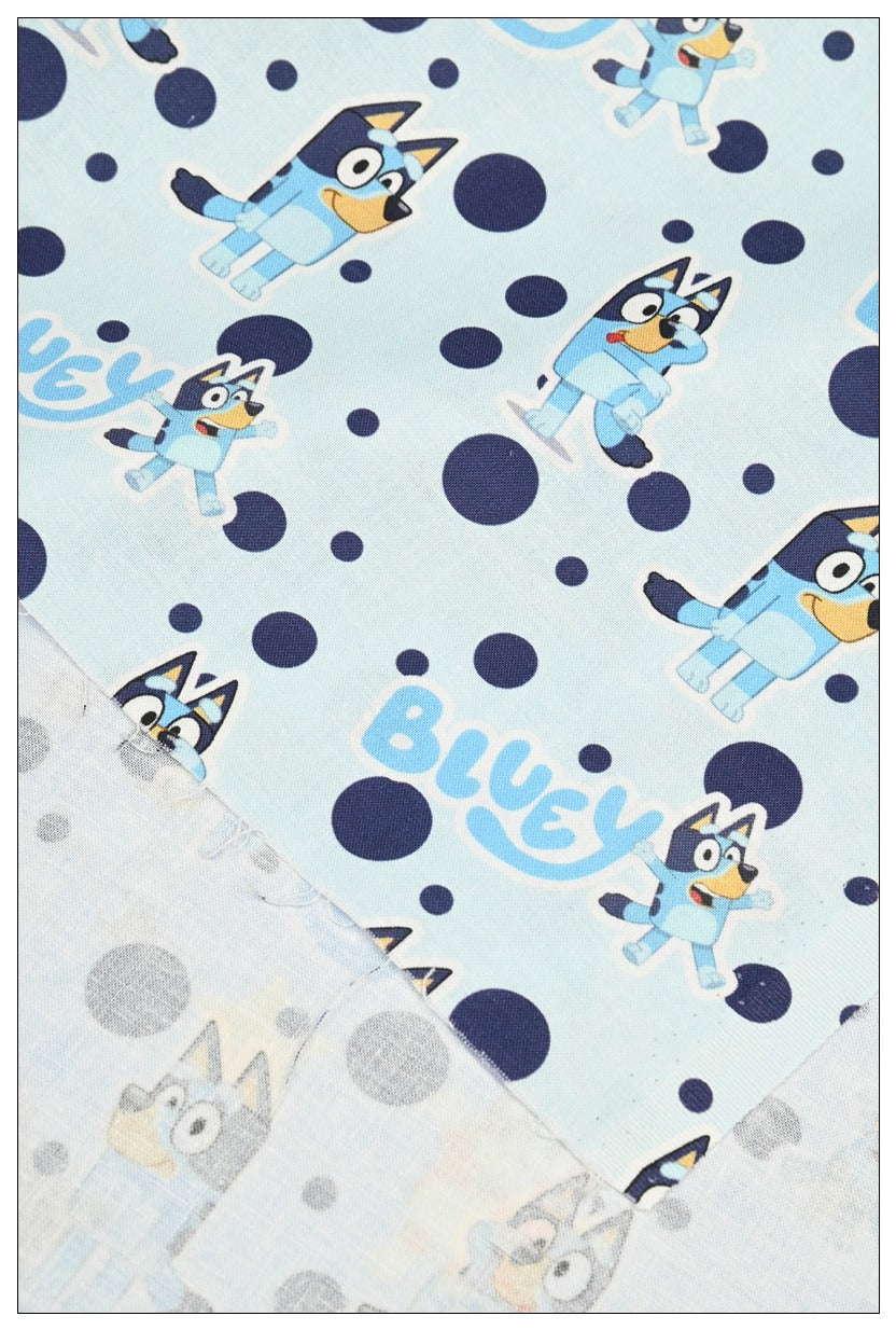 Bluey the Aussie Cartoon Series Dog 4 Prints! 1 Yard Quality Medium Thickness Plain Cotton Fabric, Fabric Aussie 2411