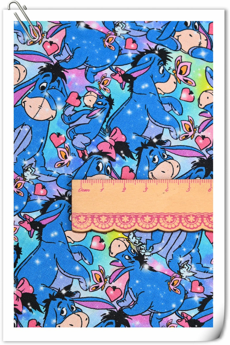 Eeyore the donkey blue ! 1 Yard Medium Thickness Cotton Fabric, Fabric by Yard, Yardage Cotton Fabrics for Style Clothes, Bags