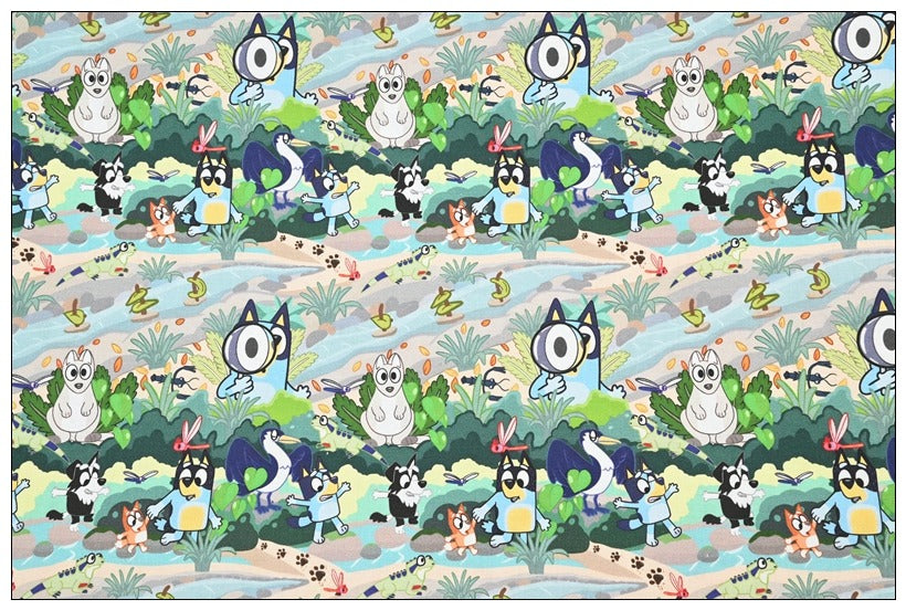 Bluey the Aussie Cartoon Dog 10 Prints! 1 Yard Quality Medium Thickness Plain Cotton Fabric, Fabric Aussie 2408