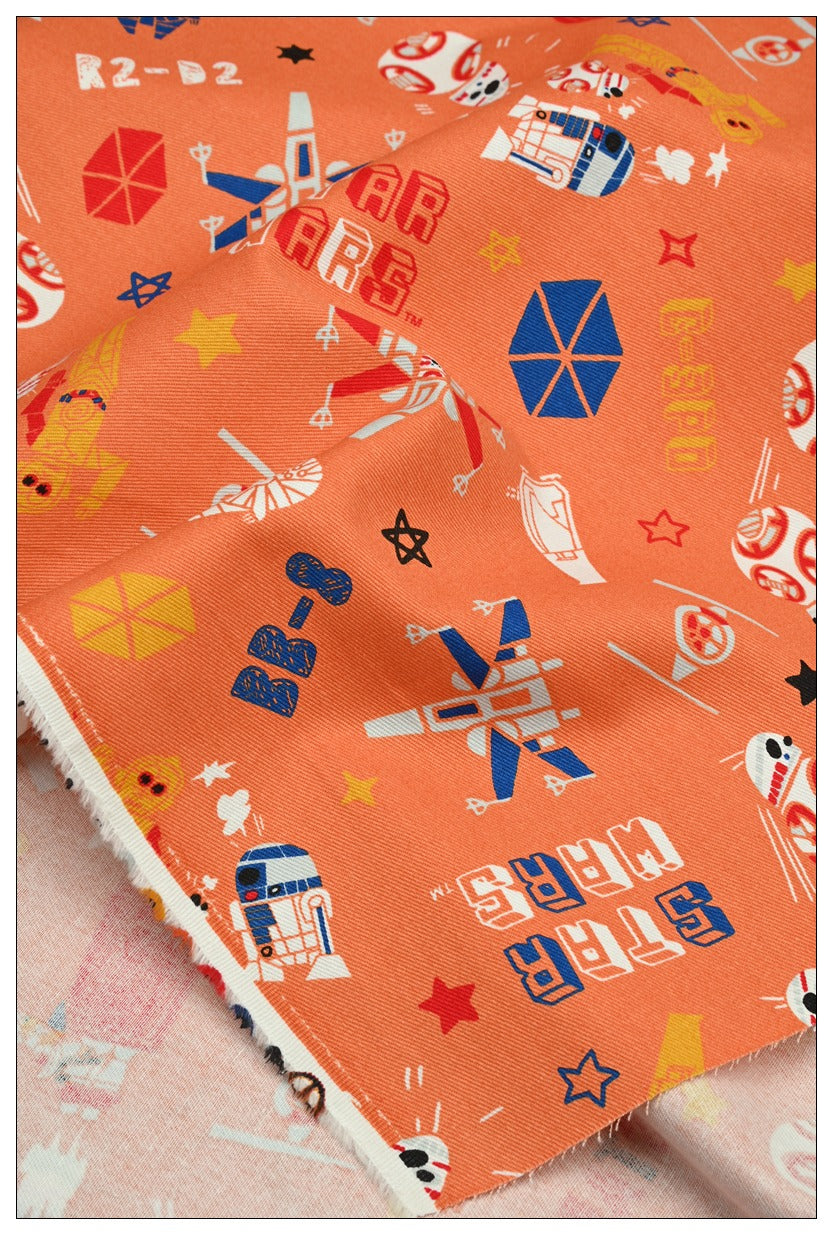 Star Wars Orange! 1 Yard Heavy Weight Twill Cotton Fabric, Fabric by Yard, Yardage Cotton Fabrics for  Style Garments, Bags