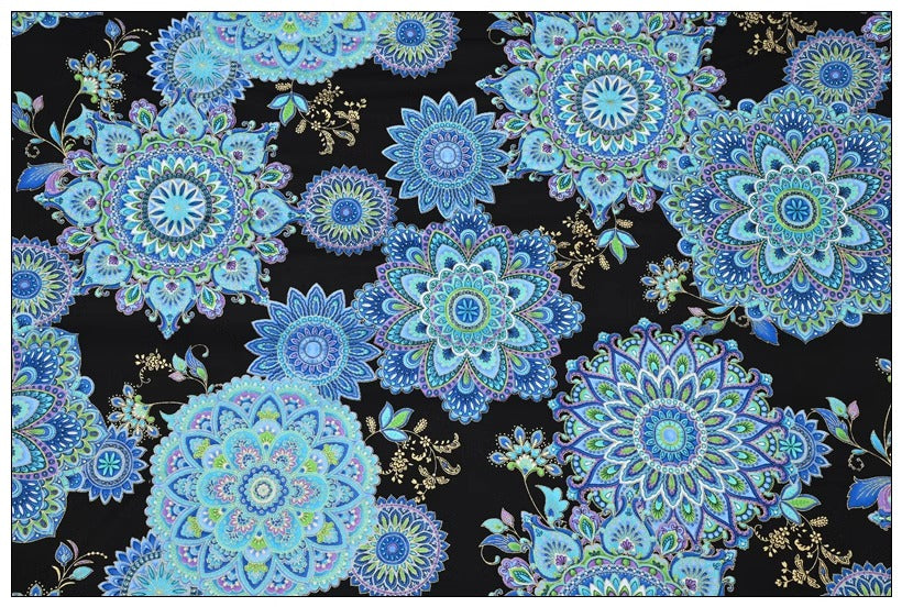 Fantasy Paisley blue 2 Patterns! 1 Yard Quality Printed Cotton, Fabrics by Yard, Fabric Yardage Fabrics Japanese Style (Copy)