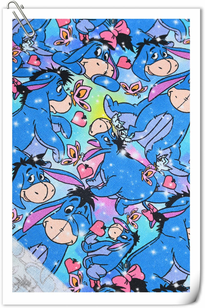 Eeyore the donkey blue ! 1 Yard Medium Thickness Cotton Fabric, Fabric by Yard, Yardage Cotton Fabrics for Style Clothes, Bags